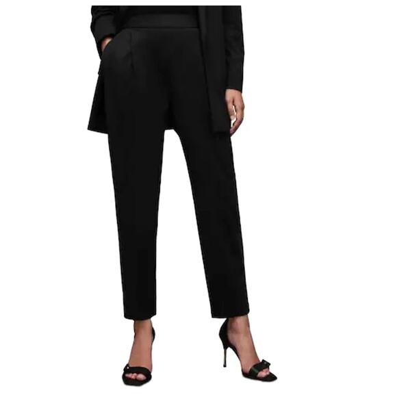 All Saints Women’s Sz 28 Black Wool Blend High Rise Pants Crop Trousers - Picture 1 of 12